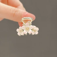 2022 new fashion pink cherry blossom alloy small grab clip for women cute hair claws hair accessories jewelry