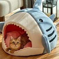 shark pet cat house bed indoor kitten mat winter warm small for cats dogs nest collapsible cat cave cute sleeping mats products