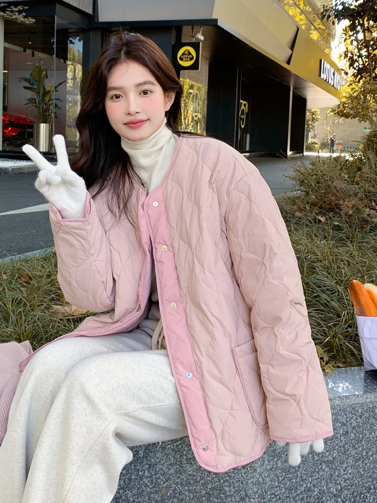 With Scarf Pink Graceful Down jacket Women Winter 2024 New French sle Gentle Wind Milk Hu Small Hot