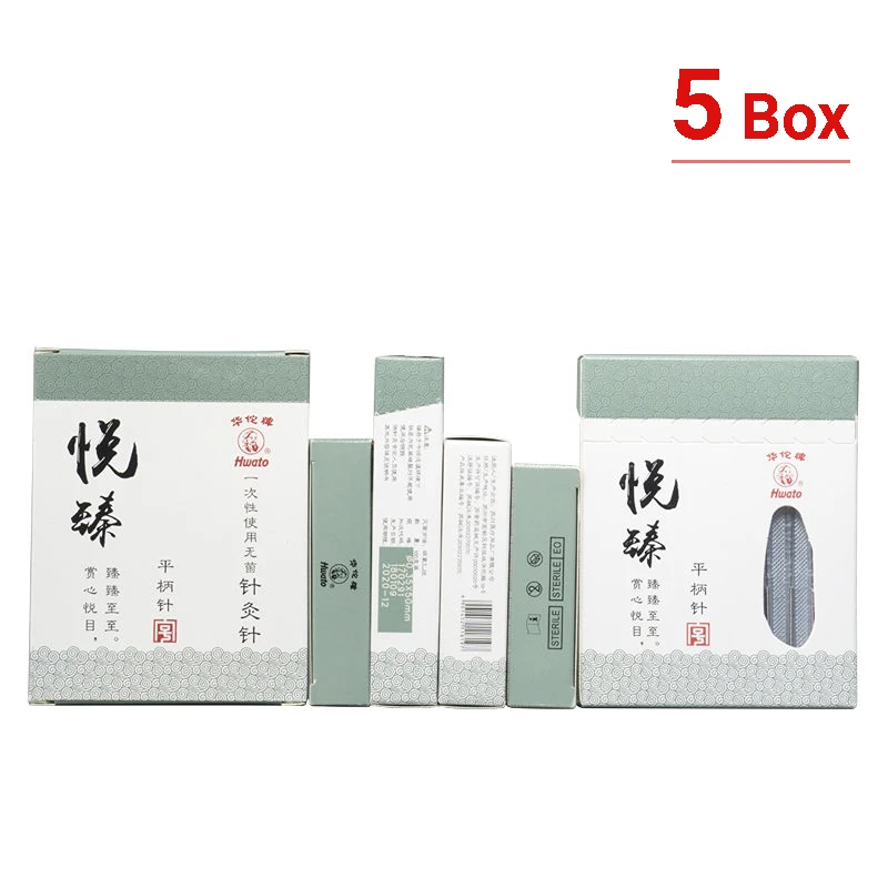 

5Box Hwato Acupuncture Needle 500 Nonreusable Flat Handle Needle Chinese Medicine Accupuncture Beauty Weight Loss