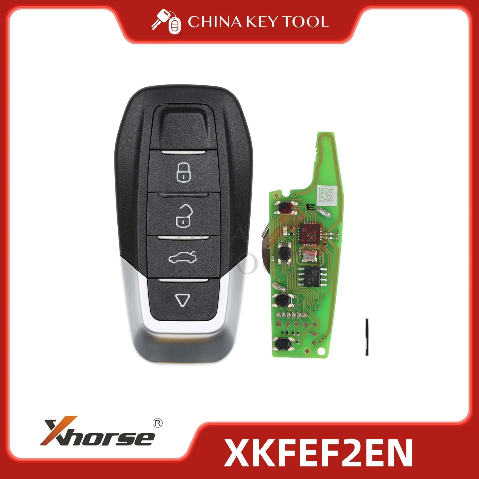 

1PCS Xhorse Universal Wire Remote Key Red Back Cover 4 Button XKFEF2EN