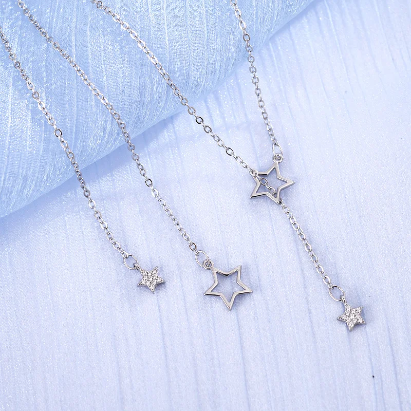 

Модное ожерелье со звездами, Женская Корейская цепочка на воротник с пентаграммой, простой, маленький и свежий темперамент для студентов