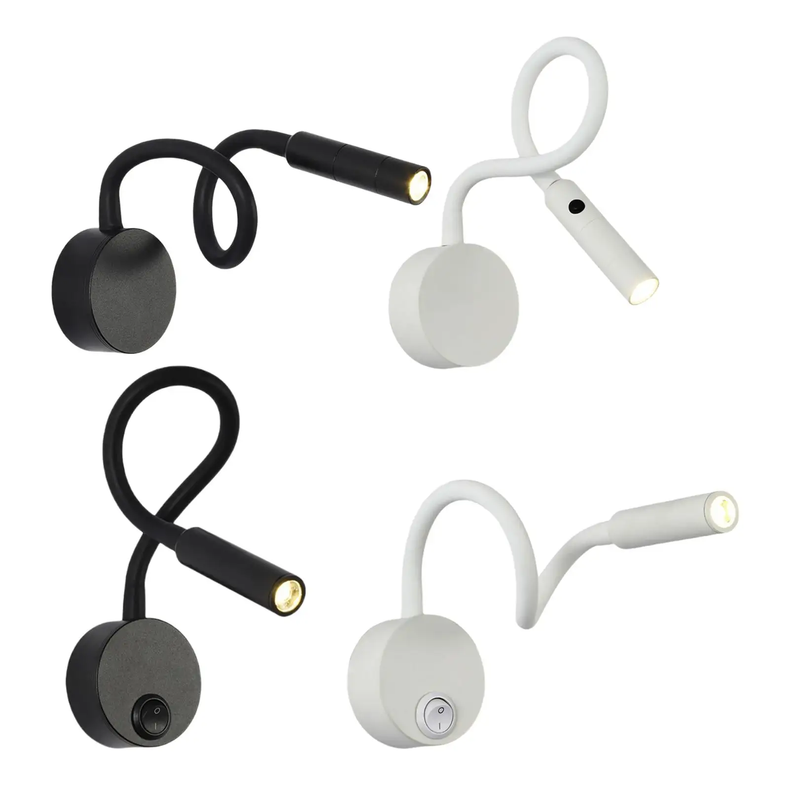 

Wall Lamp 3W Home Hotel Loft Bedside Reading Book Light Flexiable ON/OFF Switch Spot LED Bulb