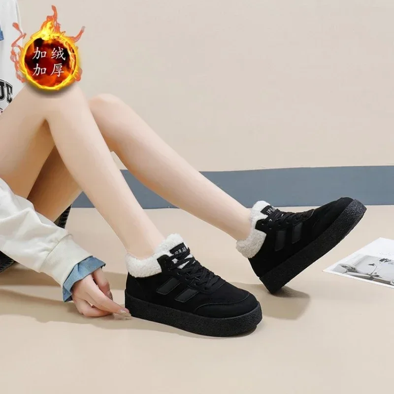 2024 новые утепленные пуховые кроссовки на платформе женская повседневная теплая