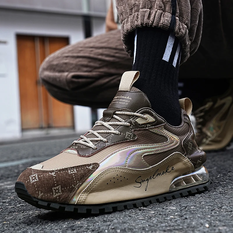 Brand Designer Sneakers Men Fashion Genuine Leather Luxury Shoes Men Air Cushion Jogging Walking Shoes Gym Running Shoes for Men