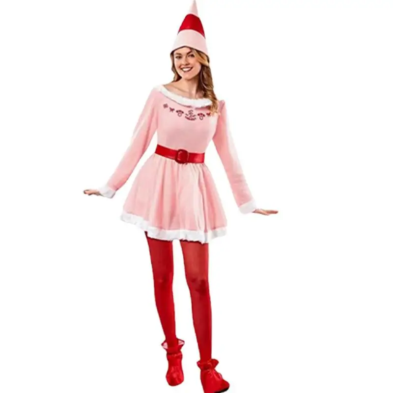 

Women Christmas Cosplay Costume Set Santa Claus Long Sleeve Cape Suit For Adults Women Bar Club DSs Costume Stage Dress