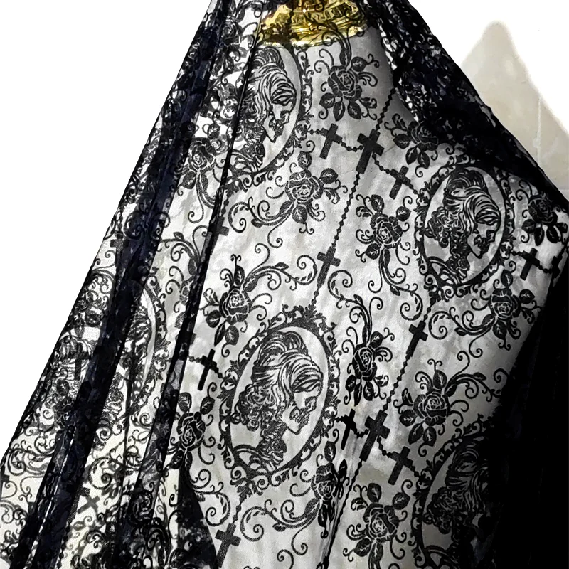 

Gothic Lolita Black Lace Fabric Gauze DIY Women's Clothing Couture Material Accessories Couture Sewing Accessories Lace Fabric