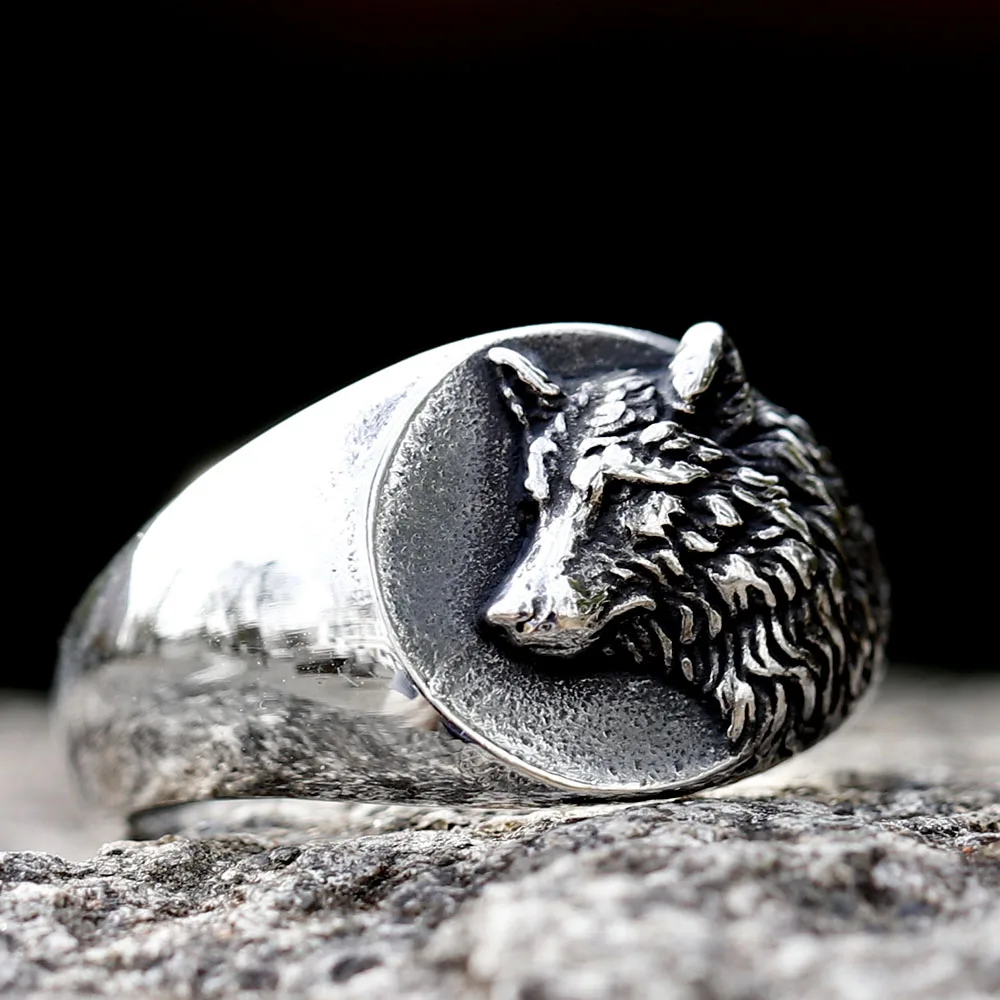 Мужское кольцо с волком Тора из нержавеющей стали 316L в скандинавском стиле 2023