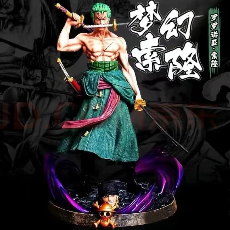 

22CM New Anime ONE PIECE Roronoa Zoro 2 head exchangeable figure PVC Model toys doll Collectible Ornaments christmas Gifts