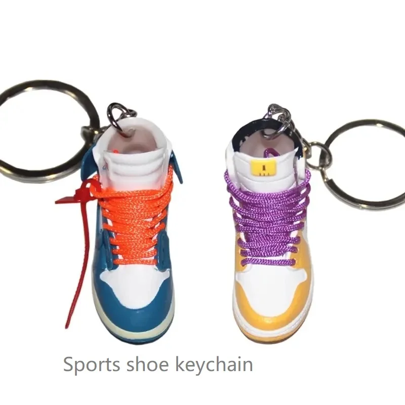 Delicate 3D mini sneaker key chain simulation Funny basketball shoe key ring DIY finger skateboard accessory Gift for Collecto