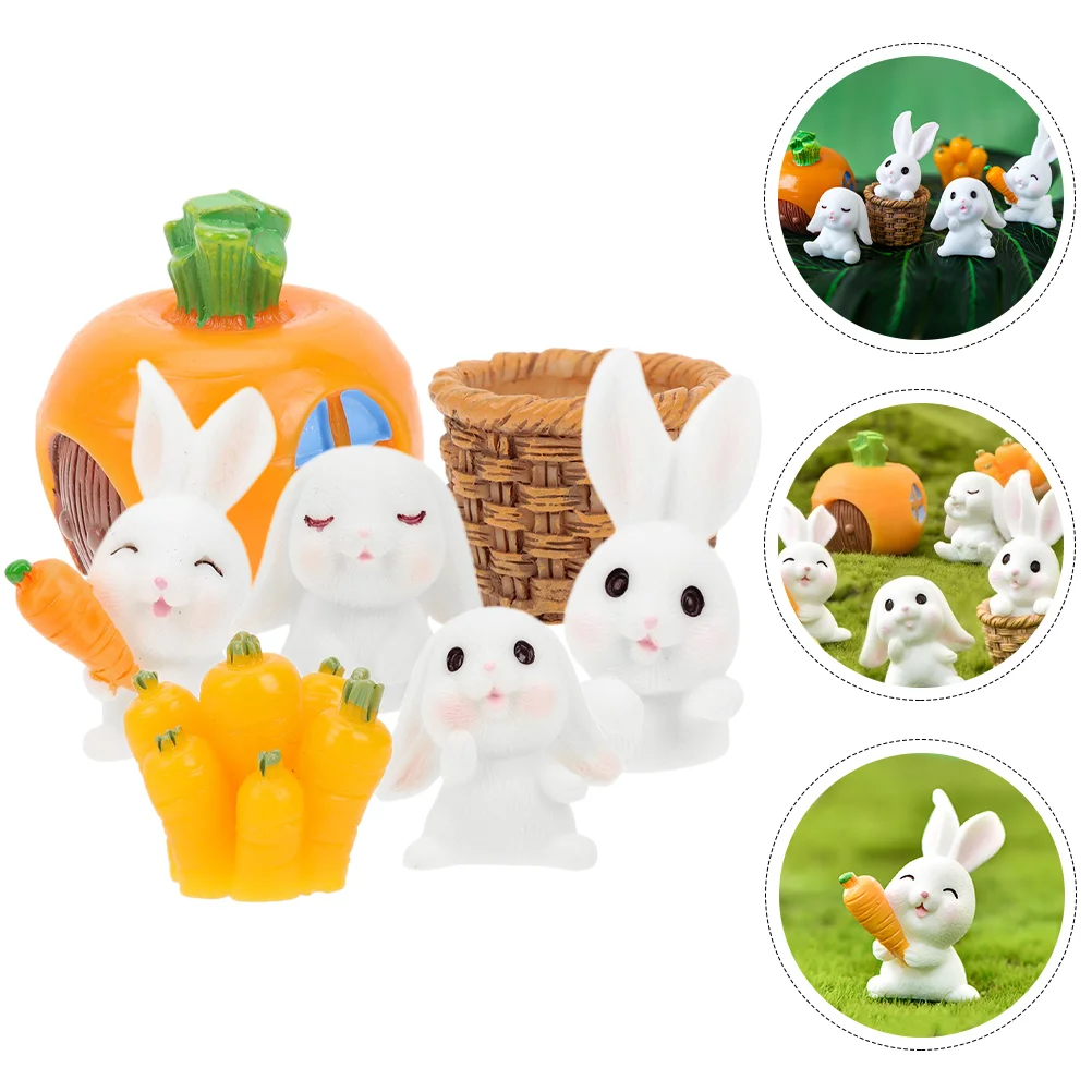 

1 Set Cartoon Potted Plants Table Pot Animals Rabbit Garden Statue for Potted House Landscaping
