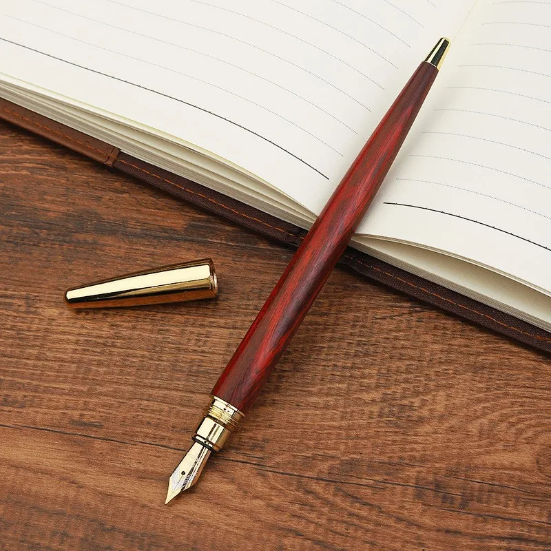 

Ручка перьевая красная, брендовая каллиграфия из латуни и меди, с золотыми чернилами, принадлежности для бизнеса, офиса и школы, Канцтовары