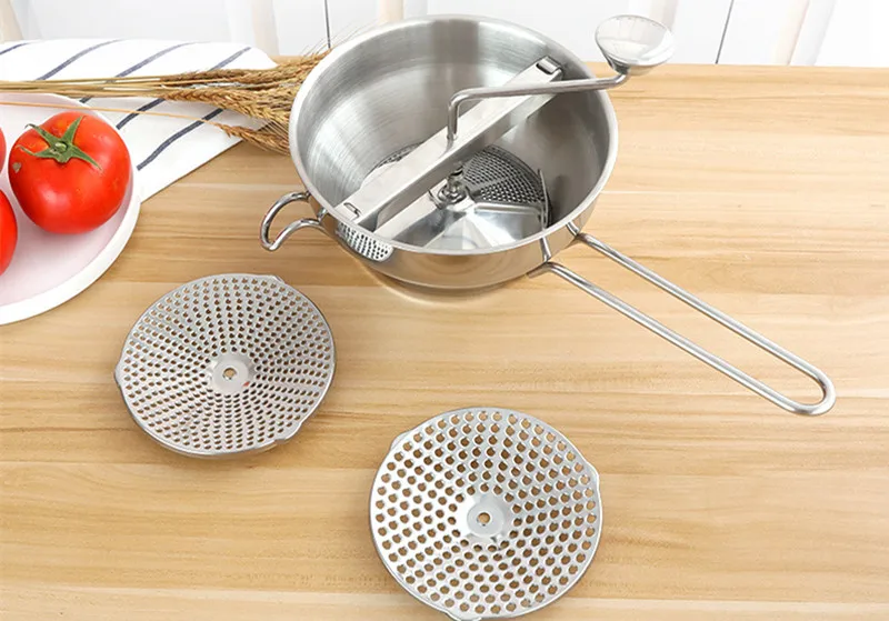 

Пищевая мельница из нержавеющей стали с 3 шлифовальными дисками, ручная пищевая мельница для томатного соуса, Яблоков, пюре, картофеля, джема, детского питания