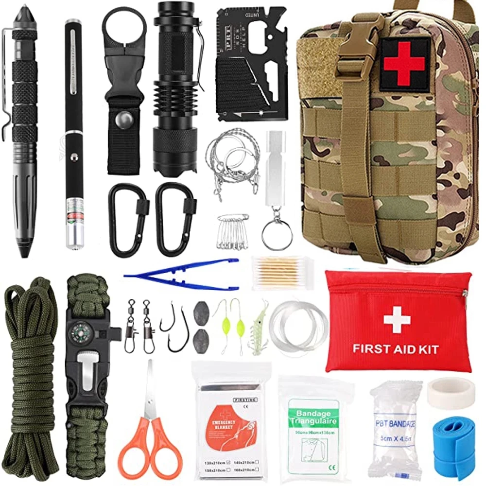 

Survival Kit 72 in 1Professional Survival Gear Equipment Tools First Aid Supplies for SOS Emergency Hiking Camping Adventures