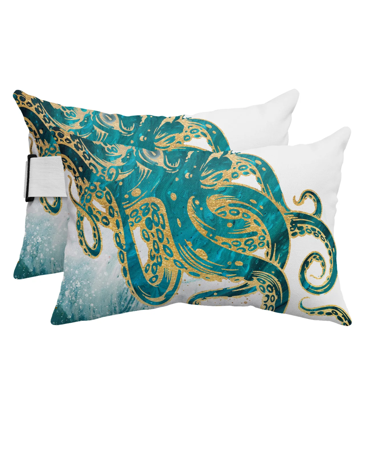 

Octopus Watercolor Waterproof Pillow With Insert Adjustable Elastic Recliner Beach Chair Office Chair Neck Lumbar Travel Pillow