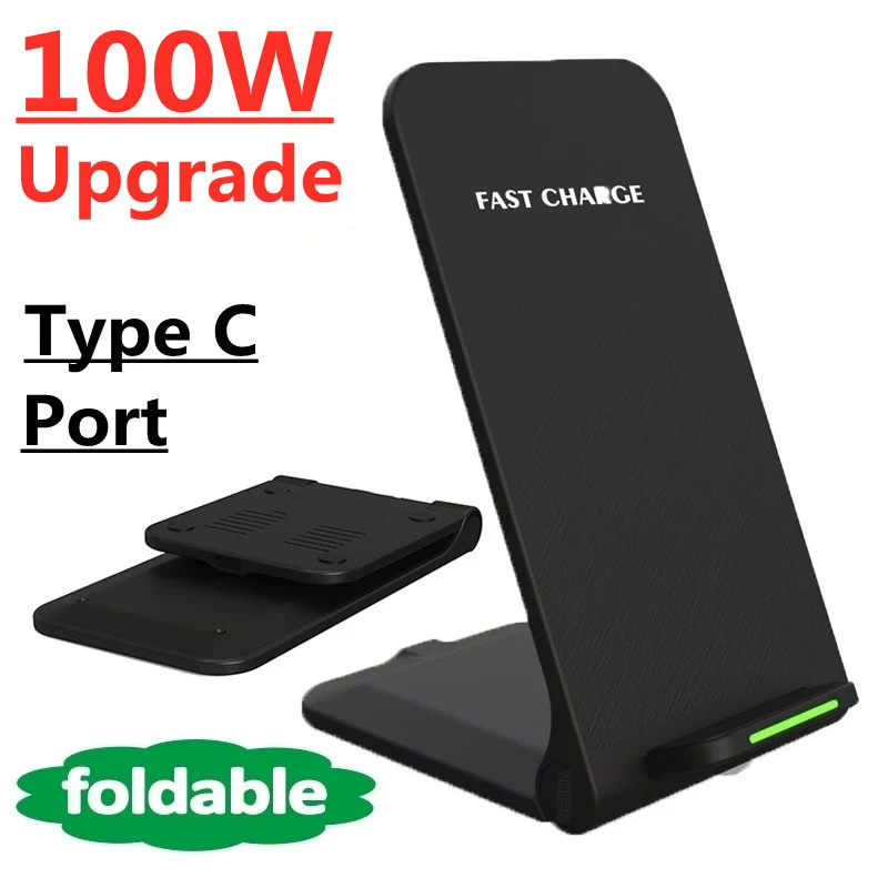 

100W Wireless Charger Stand Pad For iPhone 14 13 12 11 Pro X XS Max XR 8 Samsung S22 S21 Induction Fast Charging Dock Station