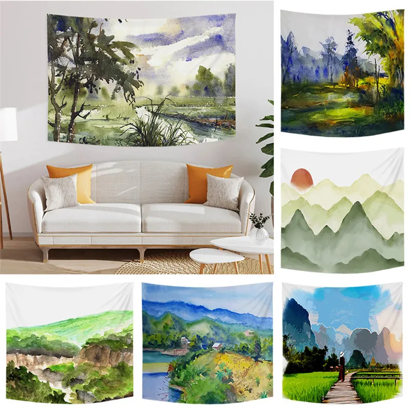 

Natural Landscape Sceneries Stream Mountain Tapestry Wall Hanging Room Art Aesthetics Decorative Tapestries For Bedroom Dorm