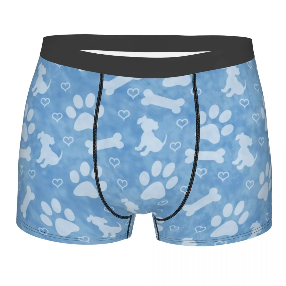 

Men's Panties Underpants Boxers Underwear Blue Paws Bones and Hearts Sexy Male Shorts