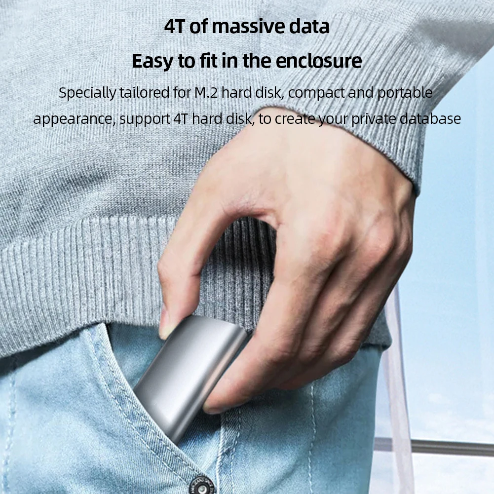 

M.2 Hard Drive Case SSD Enclosure NVMe/NGFF Mobile Harddisk Enclosure Type-C 3.1 M/B/(B+M) Key for 2230/2242/2260/2280 SSD