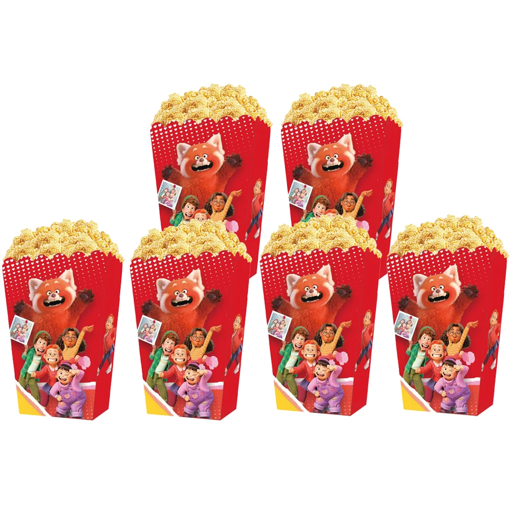 

Disney Turning Red Paper Popcorn Box Snack Favor Candy Box Свадьба Малыш День Рождения Украшения Baby Shower Подарочные Коробки Поставки
