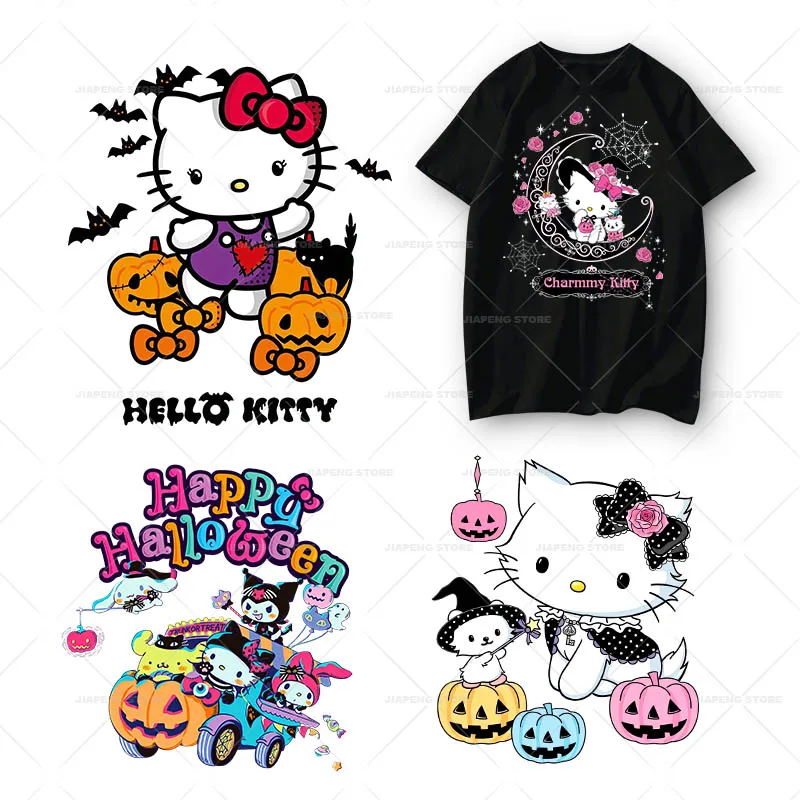 Термоклейкие нашивки Hello Kitty на Хэллоуин термоклейкие для одежды Мультяшные