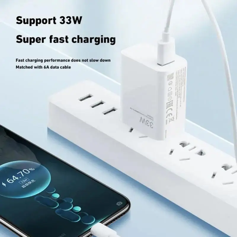 Зарядное устройство USB 6A 67 Вт для Xiaomi 14 13T 12 Lite 11 Ultra Redmi Note 13 10S 9 Pro POCO Turbo Charge