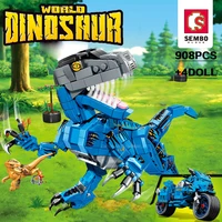sembo 2in 1 t rex dinosaur deformation motorcycle building blocks jurassic park transforamtion bricks children toys gifts