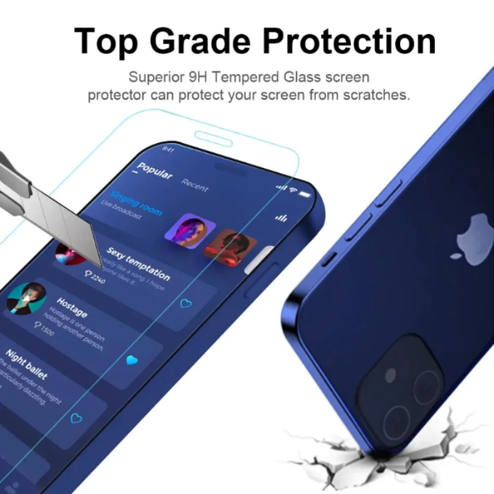 2 шт. противоударное закаленное защитное стекло для iPhone 12 11 15 13 14 Pro Max X XR XS 7 8Plus