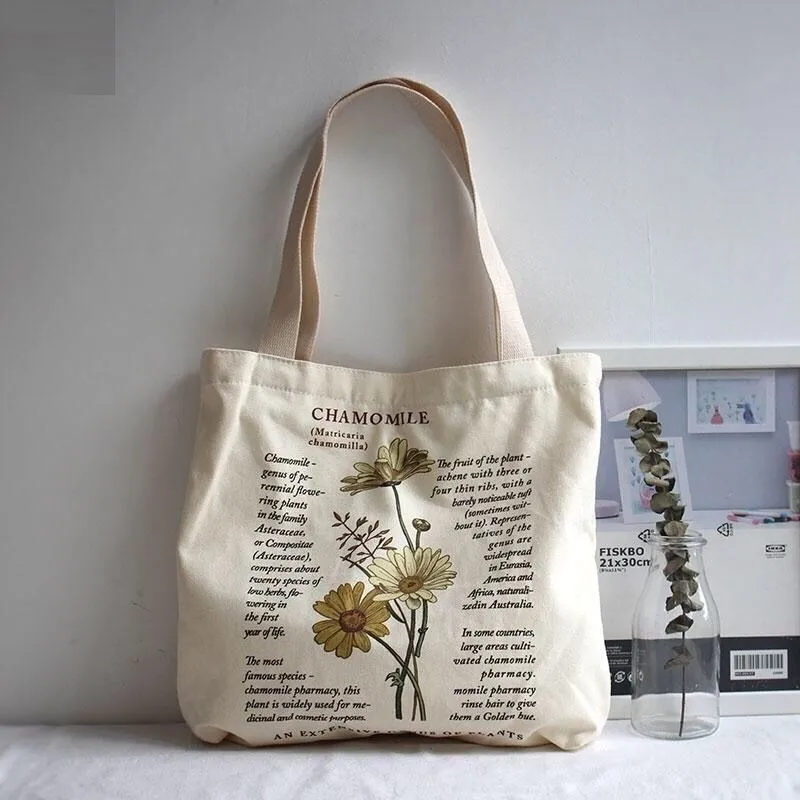 

Весенняя Холщовая Сумка из ромашки, женская сумка через плечо в литературном ретро стиле, вместительная Студенческая сумка-тоут, Холщовая Сумка