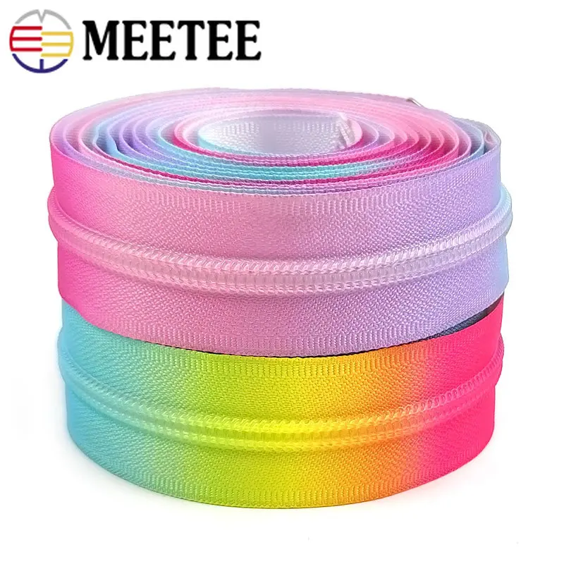 2/5 metrów Meetee 5 # orowy nylonowy zamek błyskawiczny Rainbow Coil Zippers Taśma do torebek Odzież Zestaw naprawczy DIY Ręcznie robione