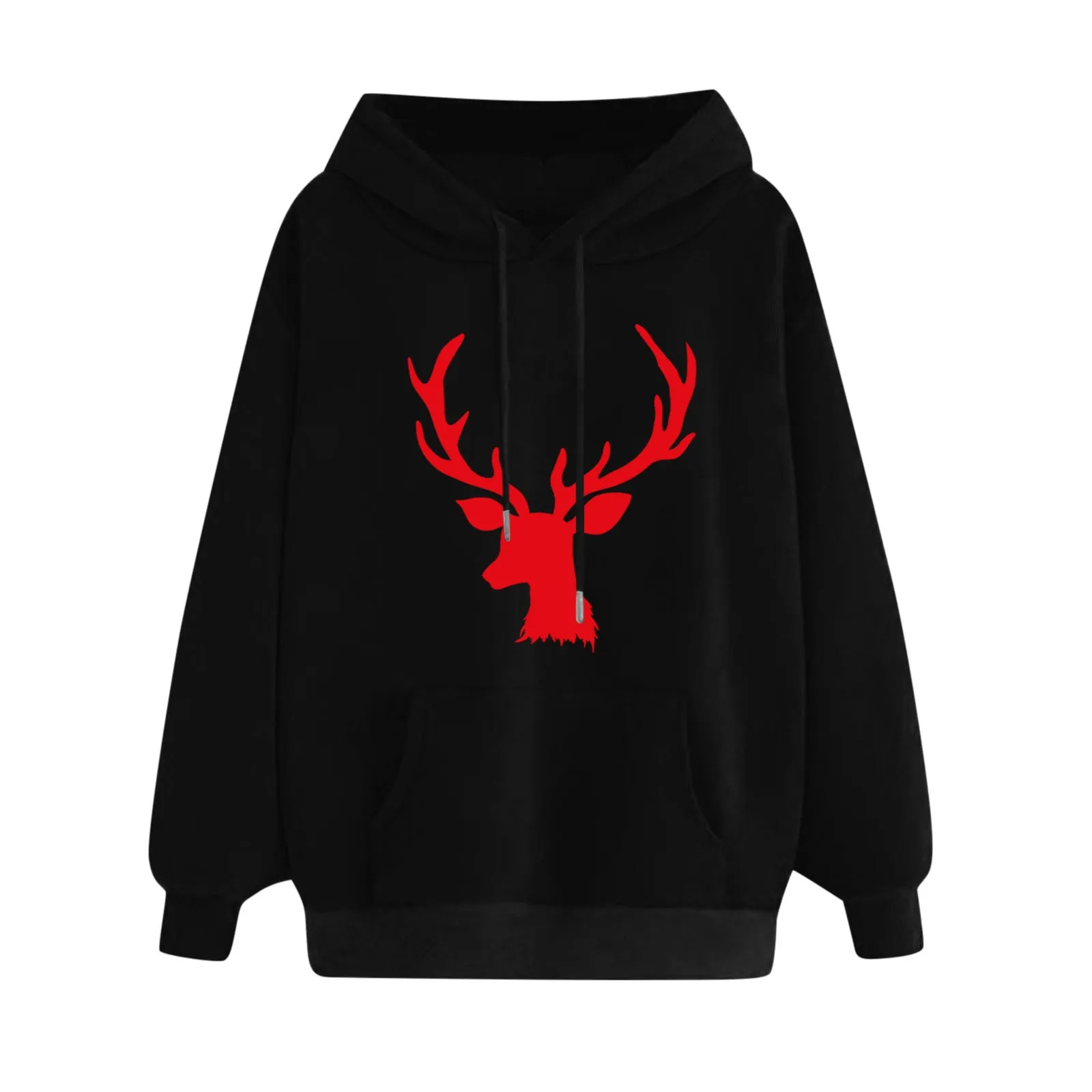 

Women Crewneck Pocket Long Sleeve Hoodie Christmas Print Drawstring Top Long Hoodie Dresses for Women Sweatshirt Women Trendy