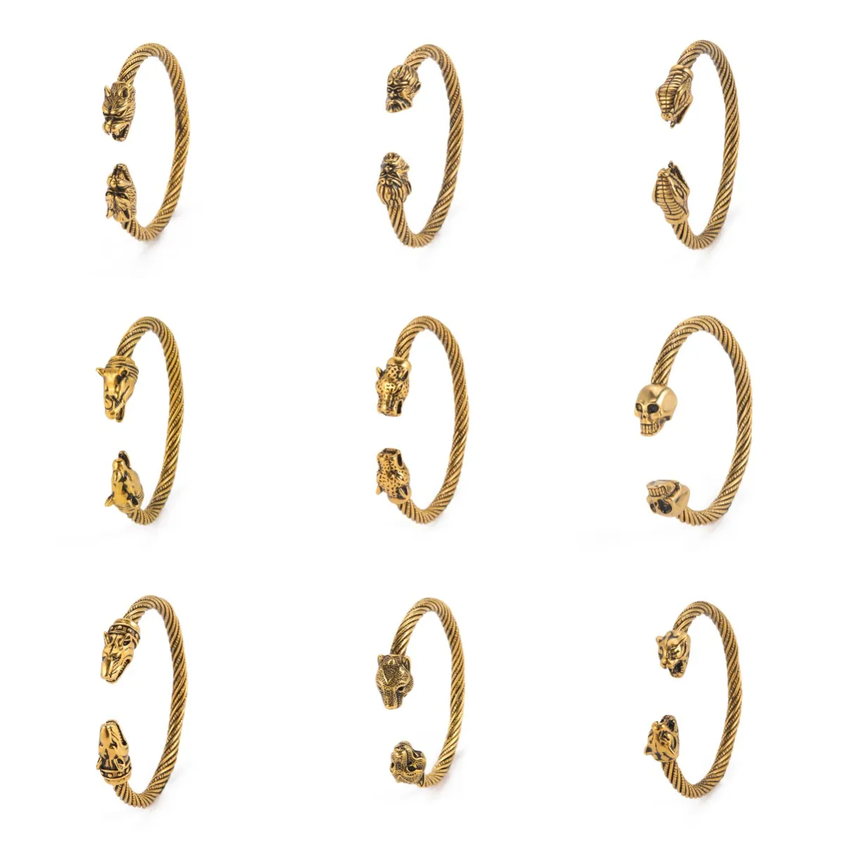 

Vassago Double Animal Head Lion Adjustable Bracelet Men's Stainless Steel Classic Punk Jewelry Gifts