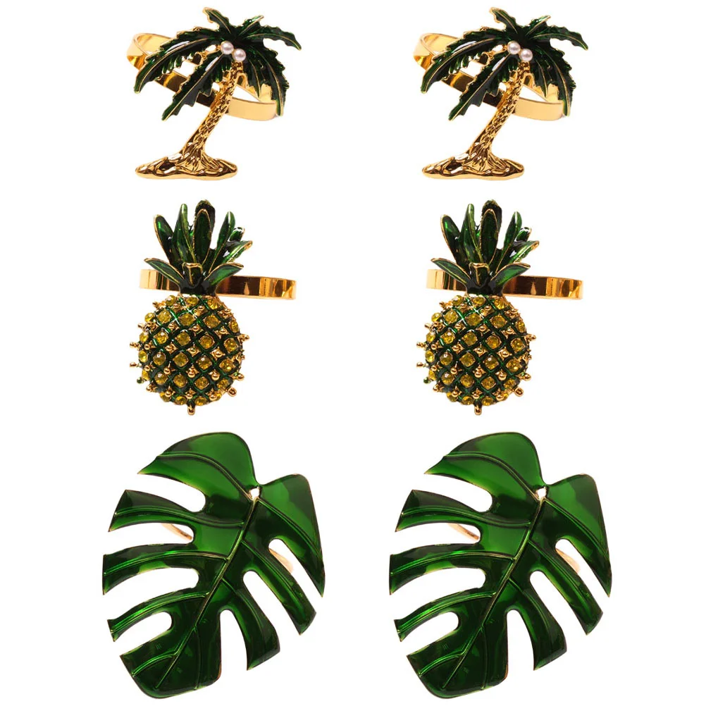 

6pcs Napkin Holders for Cloth Napkins Pineapple Napkin Rings Set Of 6 Banquet Napkin Rings Hawaii Napkin Holders
