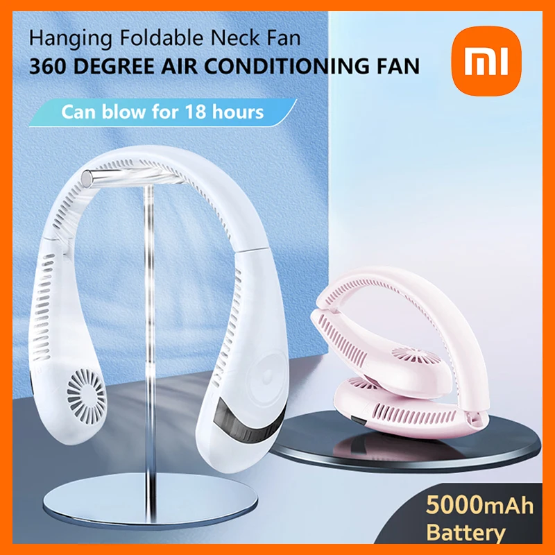 Xiaomi Hanging Fan 5000mAh Portable Air Conditioning Electric Fan Sport Folding Bladeless Ventilador USB Rechargeable