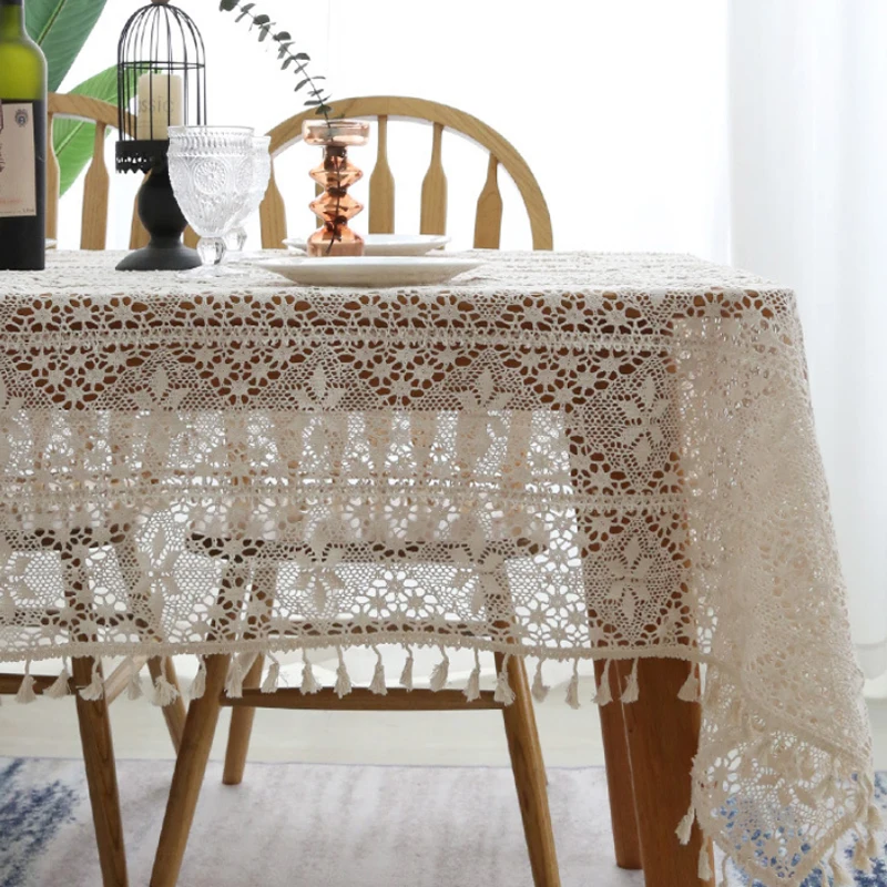

Vintage Tablecloth for Dining Table Lace Embroidery Table Runners Tea Wedding Hotel Table Cover Cloth Window Home Decoration