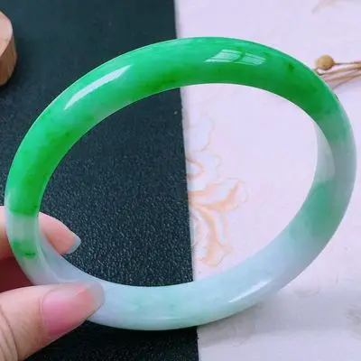 

zheru Jewelry natural Maine green two-color jade 54mm-62mm bracelet exquisite princess bracelet best for girlfriend gift for mom