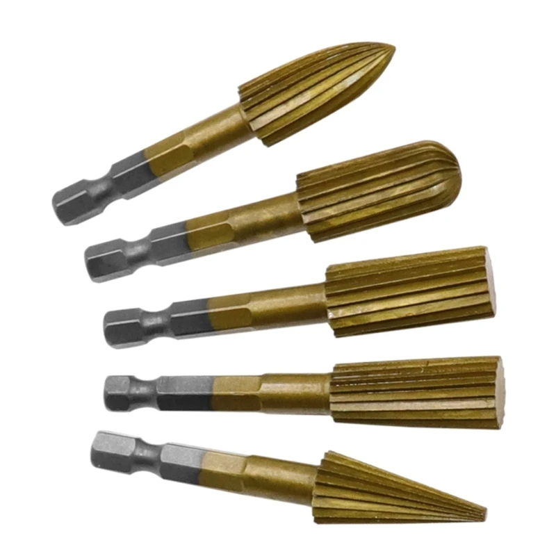 

5pcs Carbide Rotary Burr Set High Speed Steel Rotary Files Set for Woodworking Drilling Metal Carving Die Grinder Bits
