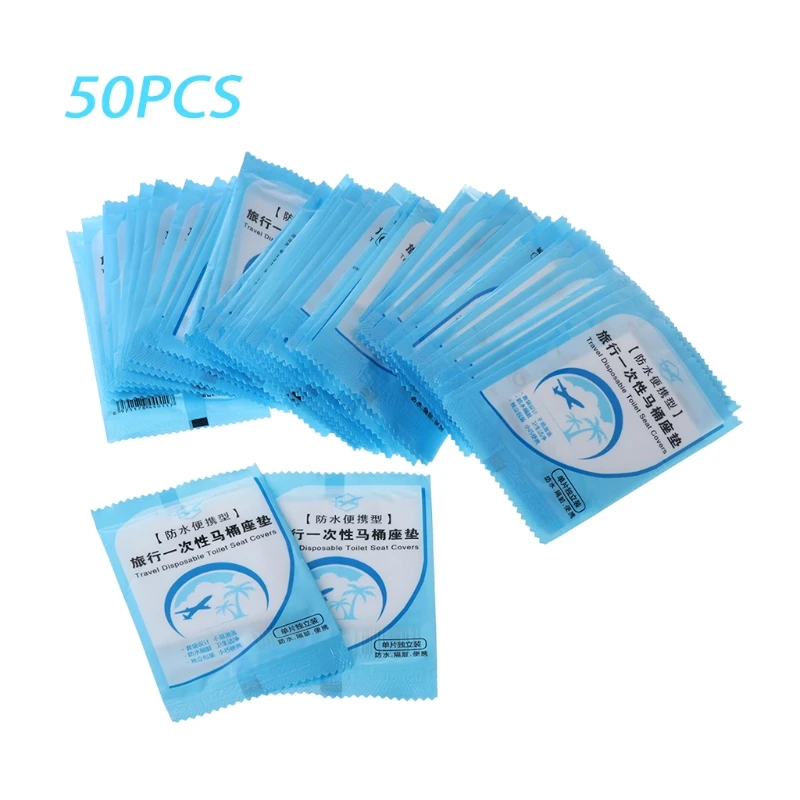 50 Pcs Disposable Toilet Seat Cover Mat Portable Waterproof Safety Toilet Seat Pad For Travel Camping Commuting