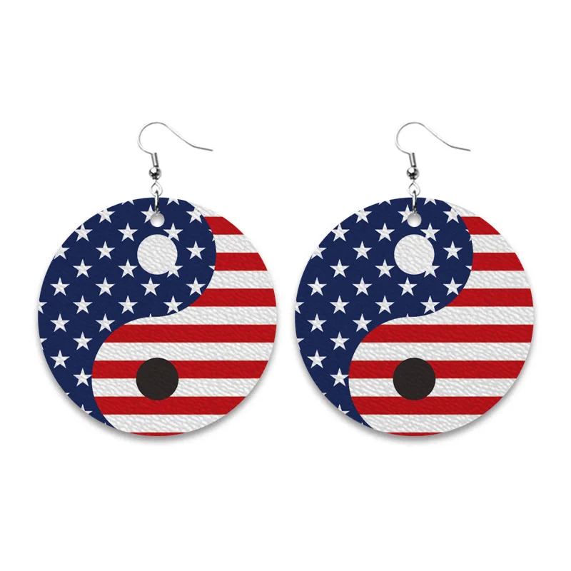 

European and American Fashion Creative Jewelry and Independence Day Smiley Leather Earrings for Women Holiday Gifts Wholesale