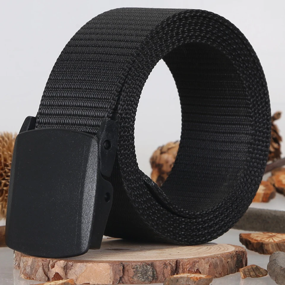 

Fashion Belt Metal Free Plastic Buckle Allergy Prevention Woven Belt Men'S And Male Military Training Belt Wholesale Retail A209