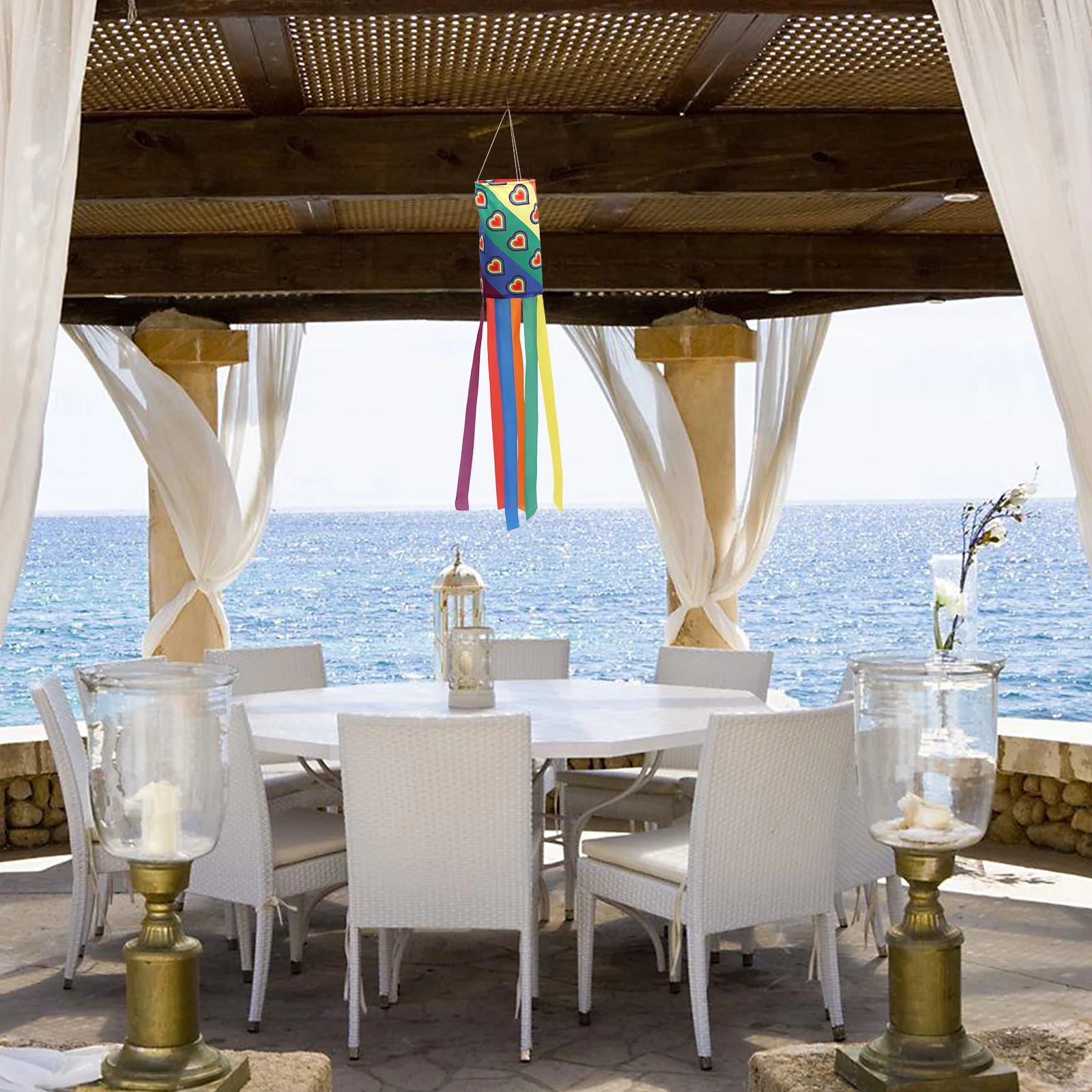 Радужная колонна Windsock Фен для волос Подвесное украшение Полиэстер Открытый двор