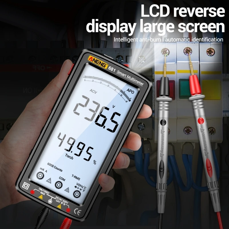 

Multimeter AC-DC Voltage-Current Resistance Capacitance Diode NCV Hz-Tester Backlit Display Digital Temperature Detector
