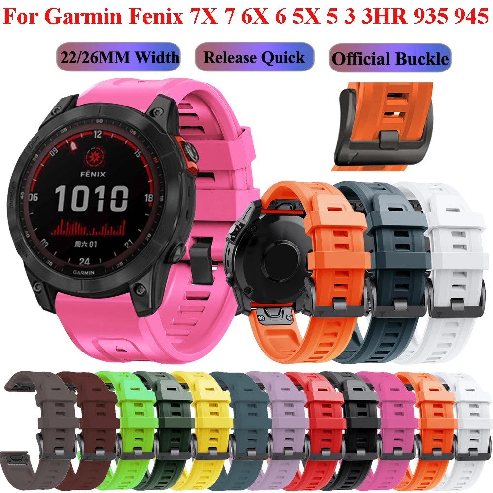 

Ремешок силиконовый для наручных часов, быстросъемный браслет для Garmin Fenix 6X Fenix 6 Pro 5X 5 Plus 3HR Forerunner 935 Fenix 7X Fenix 7 Epix, 22 26 мм