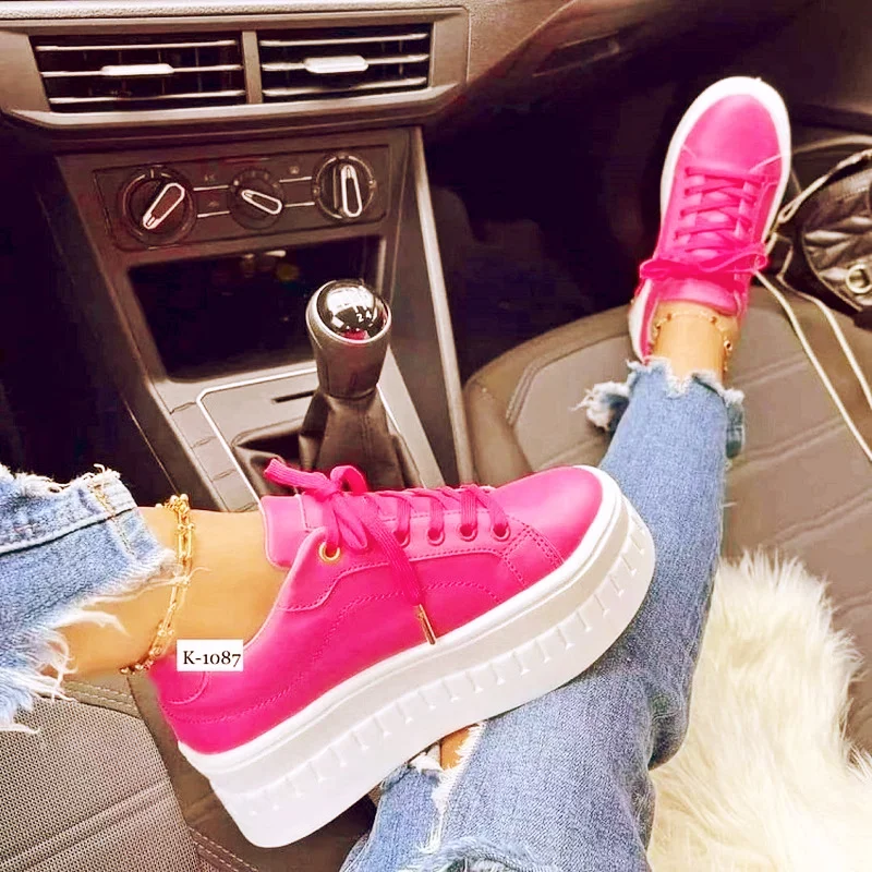 Fashion Chunky Heel Sneakers Women Leather Platform Shoes Casual Flat Sports Walking Shoes Designer Shoes Zapatillas Mujer 43