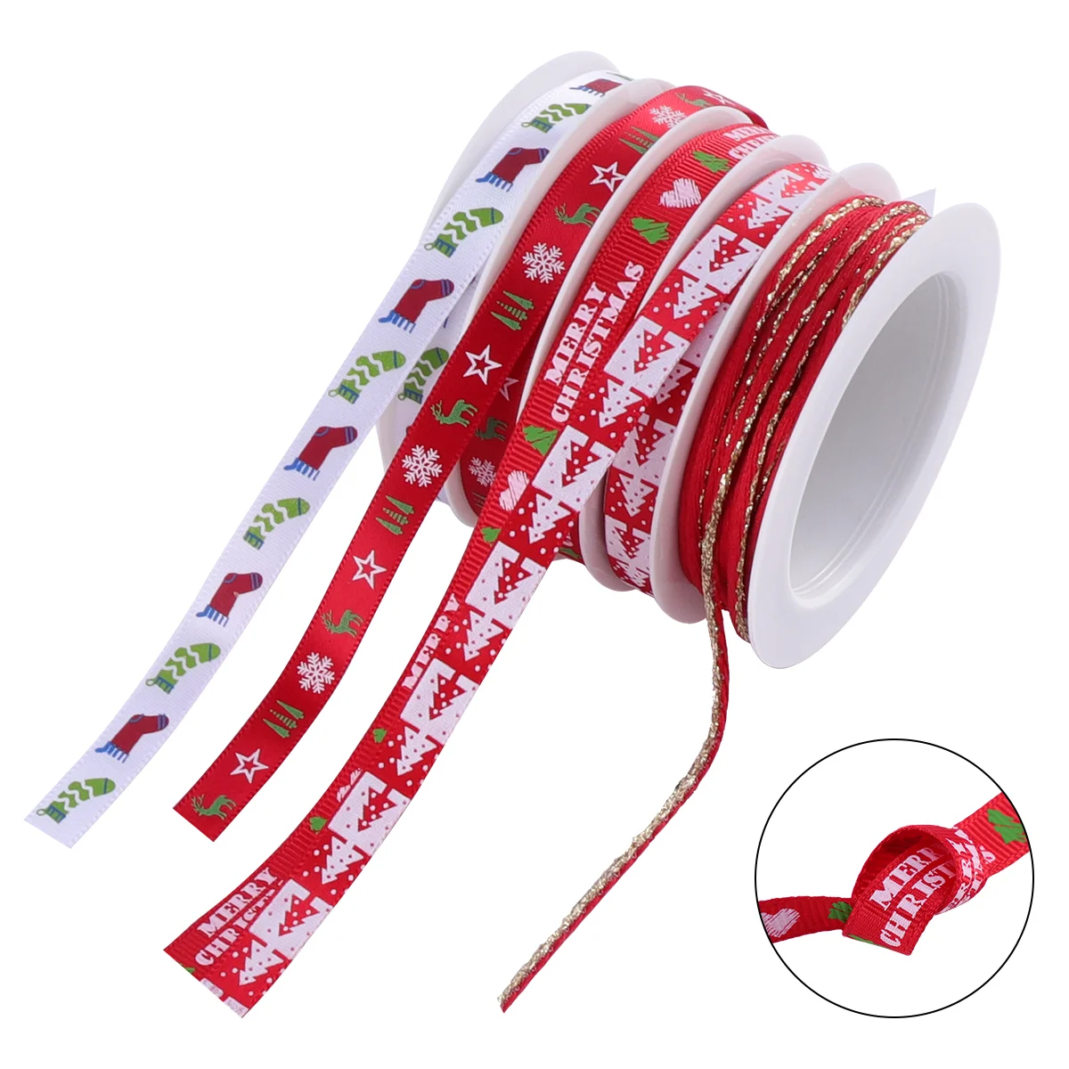 

Ribbon Christmas Gift Ribbonswrapping Holiday Flower Tree Trim Decoration Packagingletter Set Decor Band Ornaments Strip