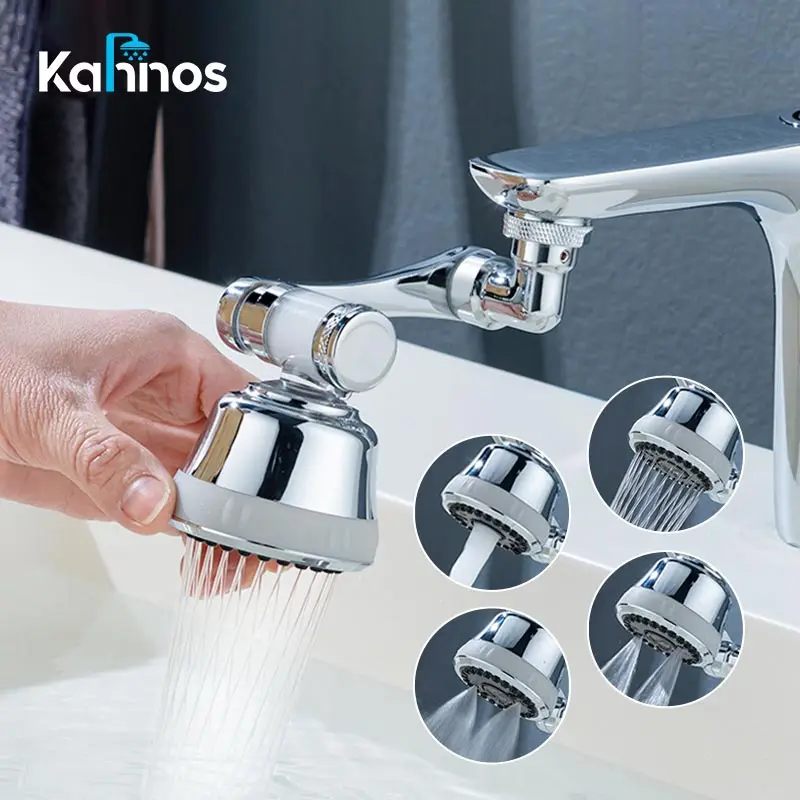 

Brass 4 Modes Rotary Faucet 1080° Faucet Extender Tap Attachment Rotatable Robot Arm 360 Rotating Faucet Water Purifier Filter
