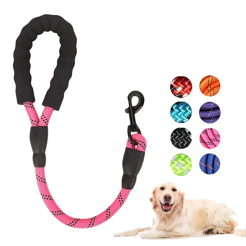 Reflective Short Style Pet Dog Leash Outdoor Traction Rope Large Dog Leashes with Handle Doggy Walking Explosion-proof Chain