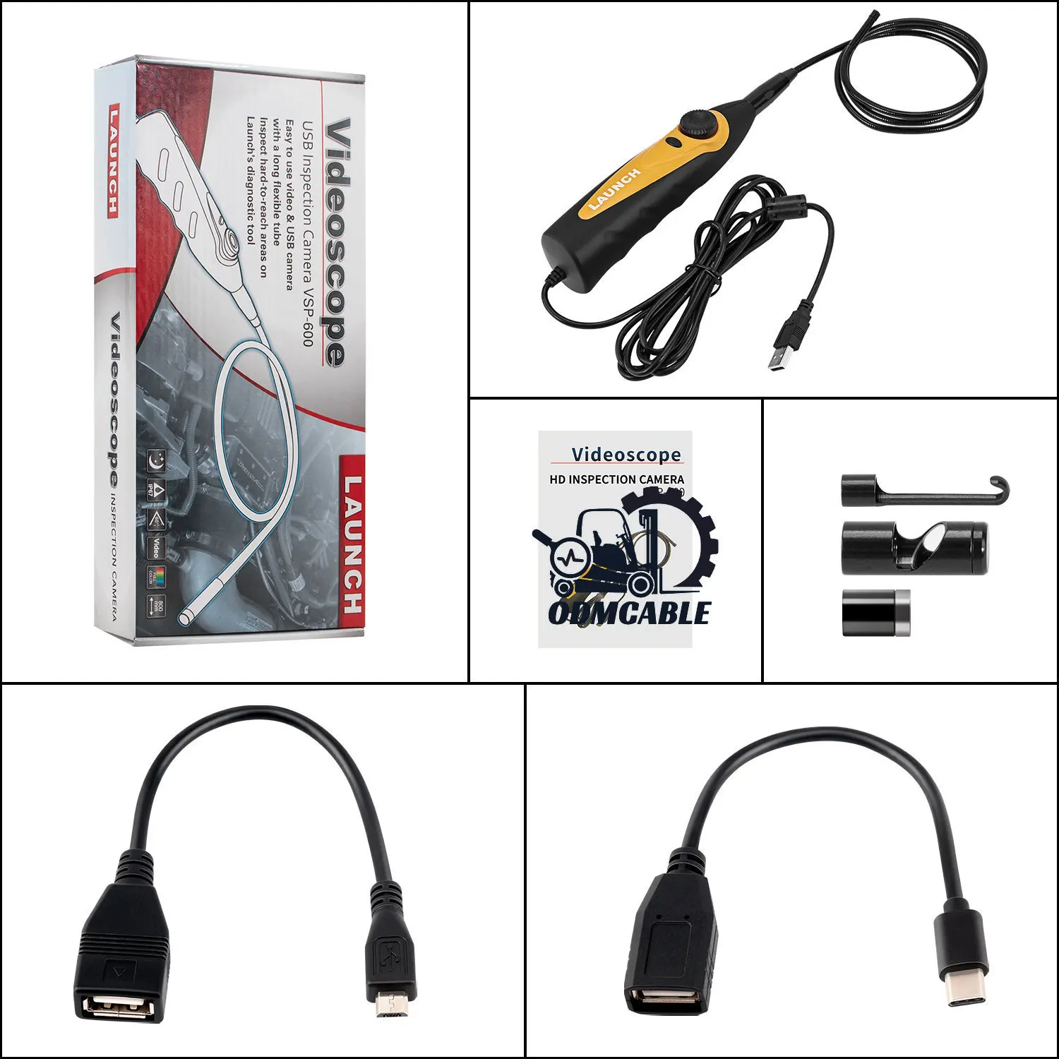 

Launch Videoscope VSP600 X431 USB Endoscope Camera Flexible VSP-600 5.5MM Micro Borescope Mini Industrial 6LEDs Adjustable