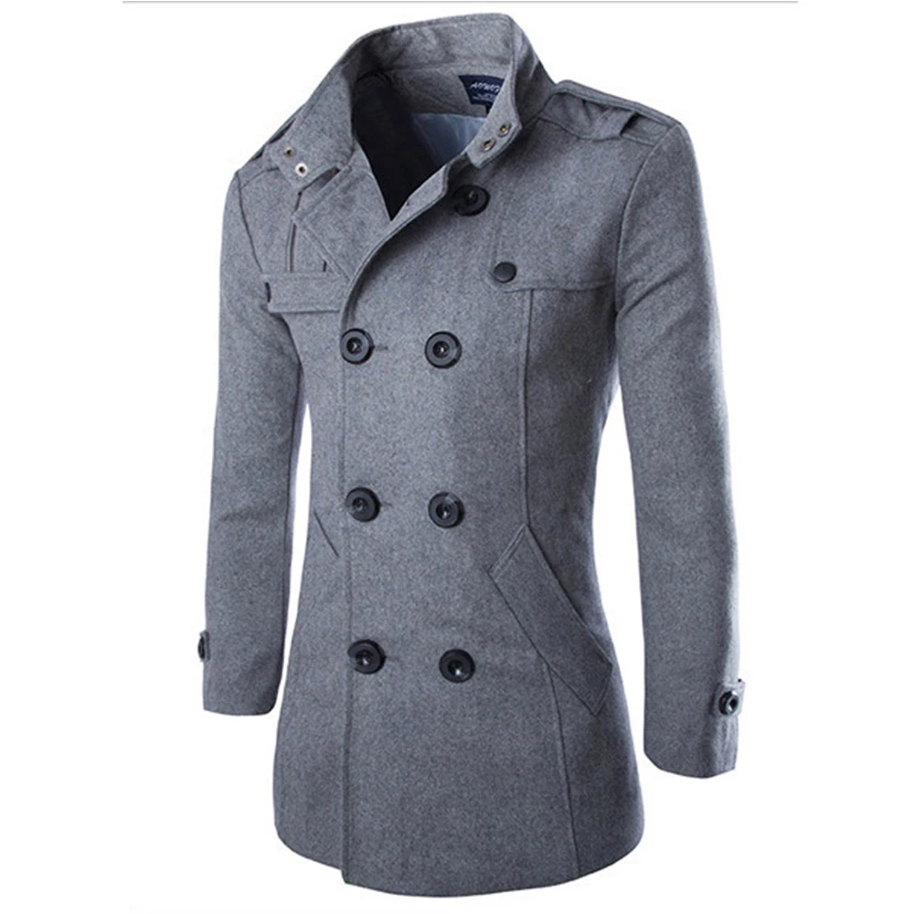 

Зимний тренчкот, мужское длинное двубортное пальто, куртка