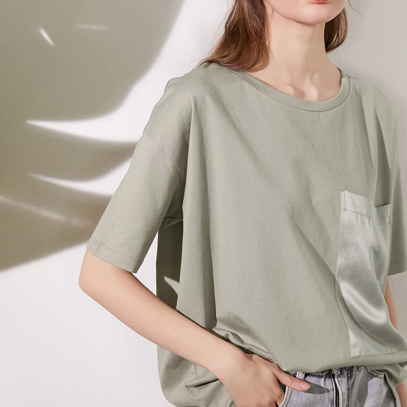 

Miccbeirn 2022 Summer T Shirts For Women Cotton Short Sleeve T-Shirt ZHK83687